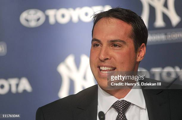 New York Yankee Mark Teixeira attends a press conference to launch New York Yankees' Mark Teixeira's "Dream Team" campaign to raise funds for Harlem...
