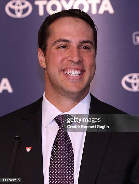 New York Yankee Mark Teixeira attends a press conference to launch New York Yankees' Mark Teixeira's "Dream Team" campaign to raise funds for Harlem...