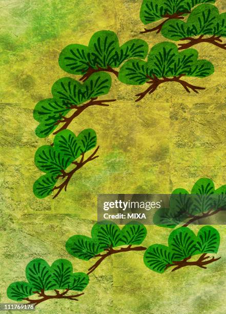 Pin Tree Pattern Gold Frame Pine Trees On Gold Backgrounds High-Res Vector Graphic - Getty Images