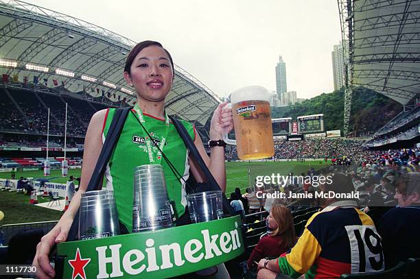 General view of a beer vendor taken during the CSFB Hong Kong Sevens tournament held at the Hong Kong Stadium, in Hong Kong. \ Mandatory Credit:...