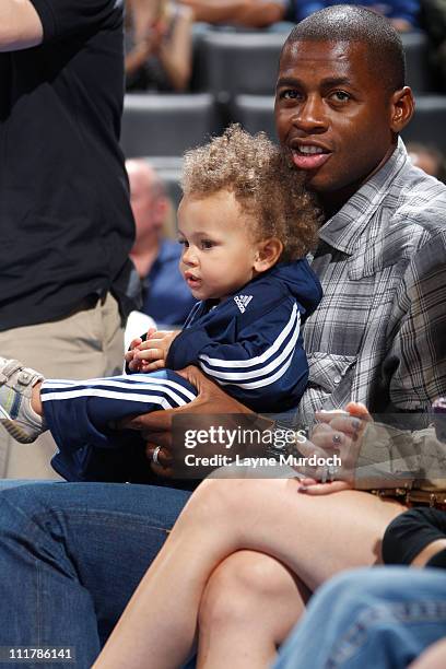 Desmond Mason sits court side during the Los Angeles Clippers v Oklahoma City Thunder game on April 6, 2011 at the Oklahoma City Arena in Oklahoma...