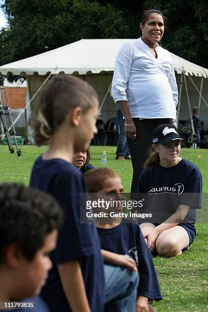 Laureus World Sports Academy Member Cathy Freeman is joined by Indigenous school children, coaches and volunteers from key sports partners of the...