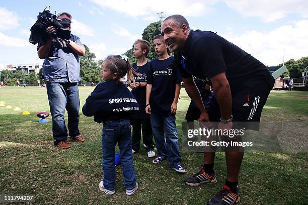 Laureus World Sports Academy Member Daley Thompson is joined by Indigenous school children, coaches and volunteers from key sports partners of the...