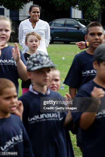 Laureus World Sports Academy Member Cathy Freeman is joined by Indigenous school children, coaches and volunteers from key sports partners of the...