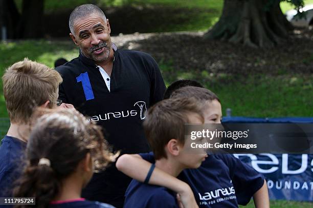 Laureus World Sports Academy Member Daley Thompson is joined by Indigenous school children, coaches and volunteers from key sports partners of the...