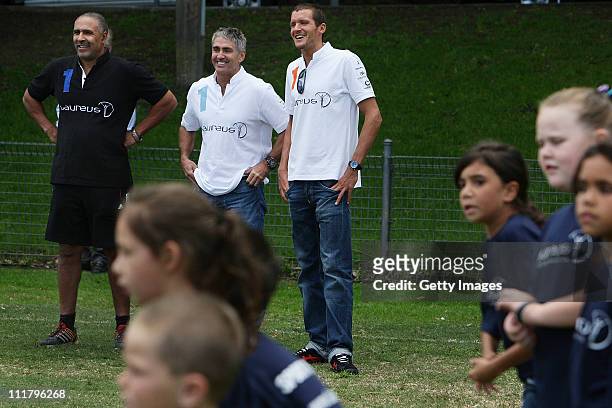 Laureus World Sports Academy Members Mick and Daley Thompson and Olympic triathlon champion Jan Frodeno are joined by Indigenous school children,...