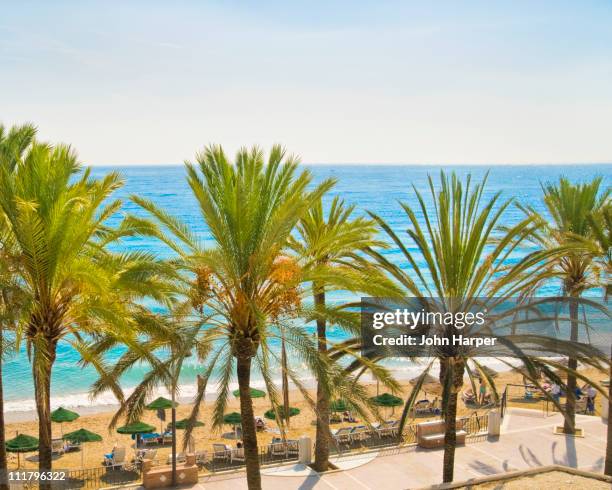 marbella, beach, costa del sol, spain - marbella stock-fotos und bilder