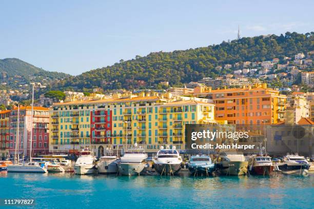 nice harbour, cote d'azur, france - franska rivieran bildbanksfoton och bilder