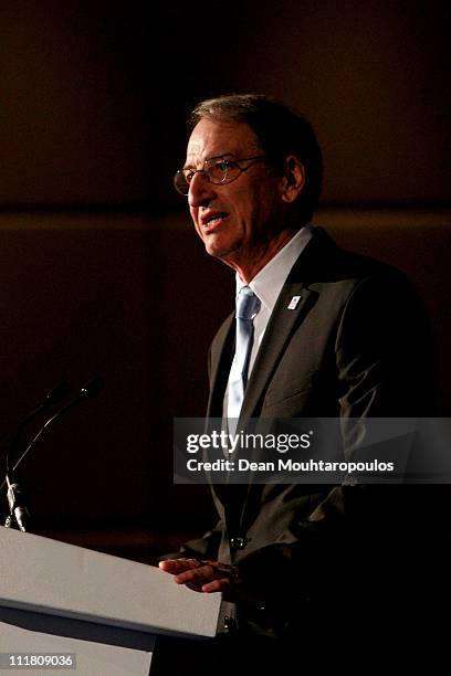 Denis Masseglia, chairman of the National Olympic Committee and French Sports speaks during the 2018 Olympics Winter Games bid presentation for...