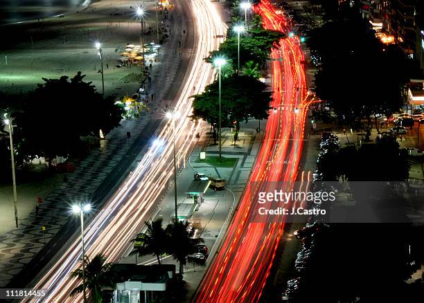 copacabana at night - rio de janeiro street stock pictures, royalty-free photos & images