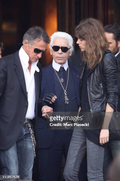 Model Freja Beha Erichsen and designer Karl Lagerfeld during the last day of Karl Lagerfeld's Chanel shooting 'le conte d'une fee' at Monte Carlo on...