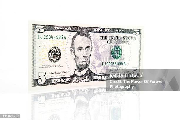 us five dollar bill - nota de cinco dólares americanos - fotografias e filmes do acervo
