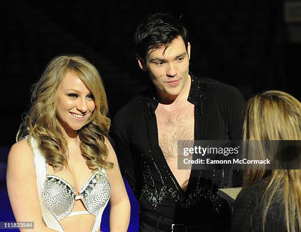 Sam Attwater and Chloe Madeley pose for the cameras ahead of Dancing on Ice - The Tour 2011 at Motorpoint Arena on April 7, 2011 in Sheffield,...