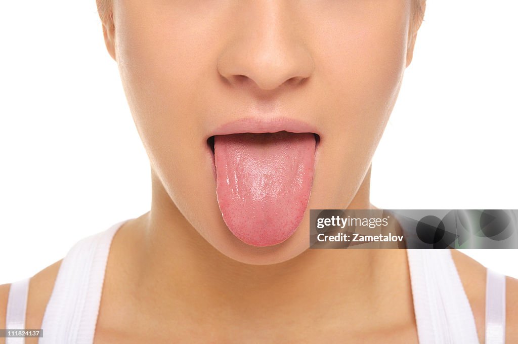 Woman stick ones tongue out