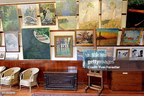 General view of Claude Monet's painting studio in his Giverny house following a restoration project on April 4, 2011 in Giverny, France. The studio...
