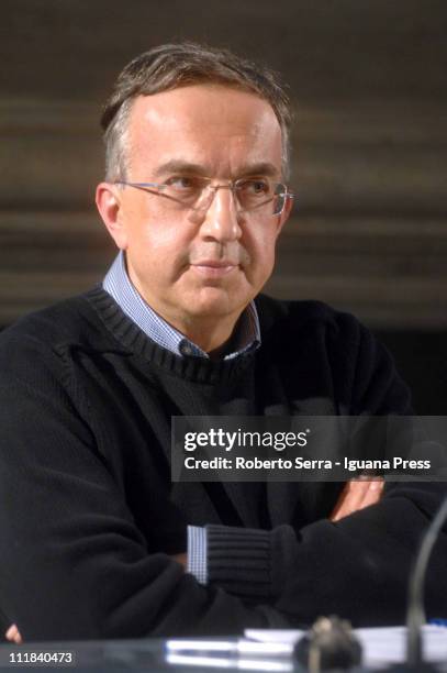 Fiat CEO Sergio Marchionne holds leadership masterclass at Villaguastavillani on April 7, 2011 in Bologna, Italy. Under plans laid out by the...