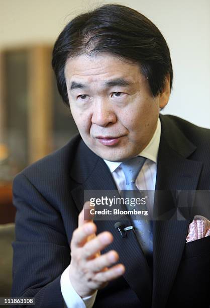 Heizo Takenaka, Japan's former minister of internal affairs and communications, and professor at Keio University, speaks during an interview in...