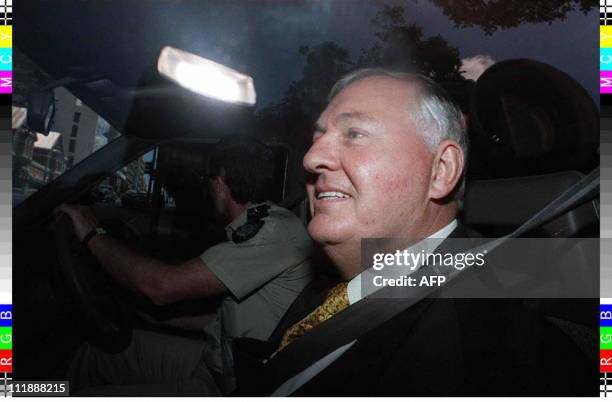 Disgraced formerAustralian tycoon Alan Bond leaves the Supreme Court of West Australia in a prison van after pleading guilty to two charges relating...