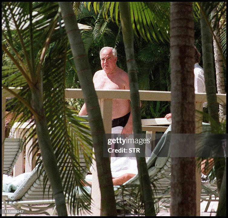 German Chancellor Hulmut Kohl relaxes in