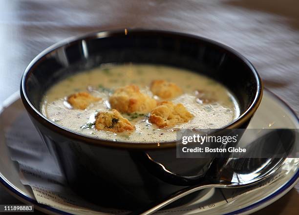 Bowl of clam chowder at Island Creek Oyster Bar- a bowl of clam chowder.