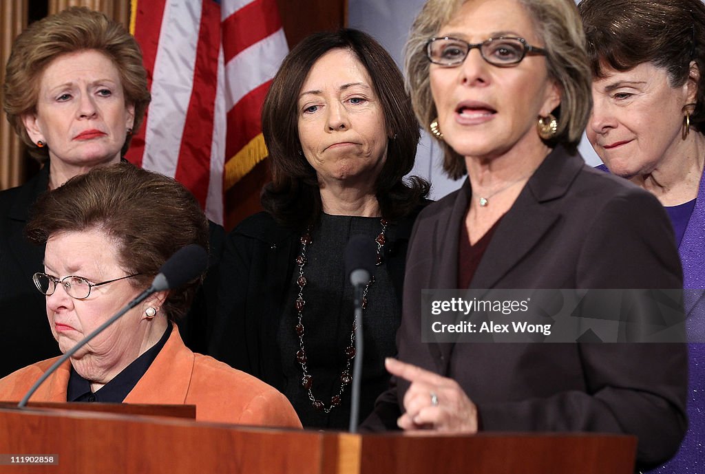 Female Democratic Senators Address The Media On The Budget Impasse