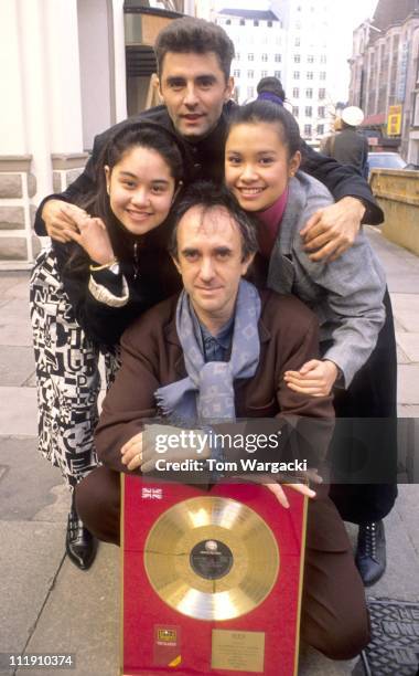 Simon Bowman, Lea Salonga and Jonathan Pryce during Lea Salonga Backstage at "Miss Saigon" - October 14, 1989 in London, Great Britain.