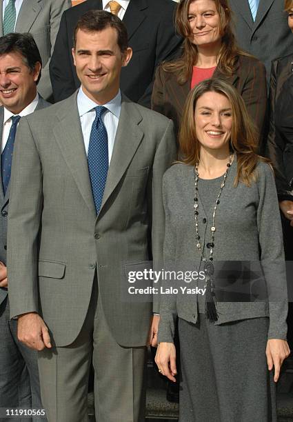 Crown Prince Felipe and Princess Letizia during TRH Prince Felipe and Princess Letizia Attend Official Audiences at Zarzuela Palace in Madrid,...