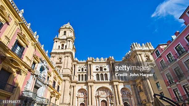 plaza del obispo, malaga, andalucia - catedral fotografías e imágenes de stock