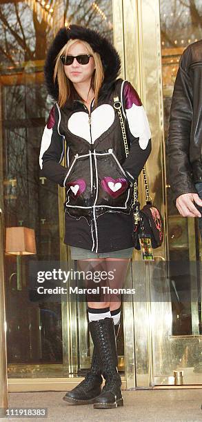 Natalie Kenly aka. "Natty Baby", one of Charlie Sheen's "Goddesses", is seen outside his Manhattan hotel on April 8, 2011 in New York City.
