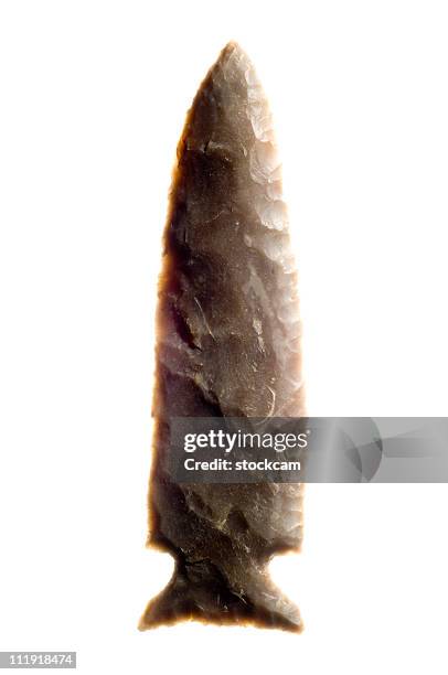 natice american arrowhead on white - flint stock pictures, royalty-free photos & images