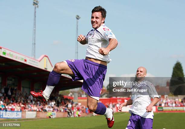 Matt Tubbs of Crawley Town celebrates the opening goal during the Blue Square Bet Premier League match between Tamworth and Crawley Town at The Lamb...