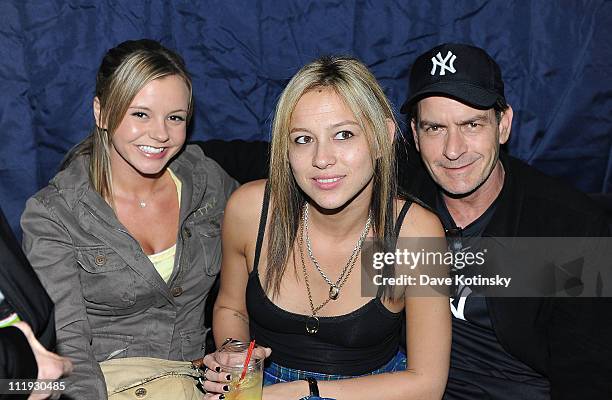 Bree Olson, Natalie Kenly and Charlie Sheen attend the kick off party for Fridays at Dragonfly hosted by Juice Entertainment's Tommy D on April 8,...