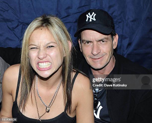 Natalie Kenly and Charlie Sheen attend the kick off party for Fridays at Dragonfly hosted by Juice Entertainment's Tommy D on April 8, 2011 in...
