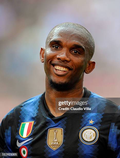 Samuel Eto'o of Inter Milan during the Serie A match between FC Internazionale Milano and AC Chievo Verona at Stadio Giuseppe Meazza on April 9, 2011...