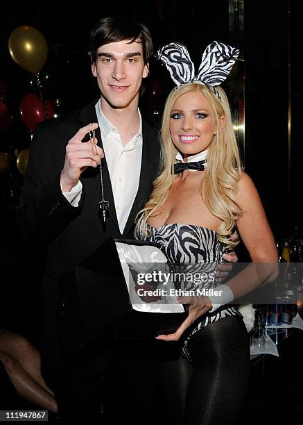 Marston Hefner is presented with a key to the Playboy Club as he celebrates his 21st birthday at the Playboy Club at the Palms Casino Resort April 9,...