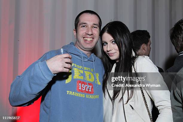 Robot Chicken Co-Creator/Exective Producer Matthew Senreich and Michelle Trachtenberg attend the 42 Vodka celebration for the 100th episode of Robot...