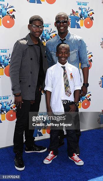 Kwame Boateng, Kwesi Boakyer and Kofi Sisriboe arrive at the "Rio" Los Angeles Premiere at Grauman's Chinese Theatre on April 10, 2011 in Hollywood,...