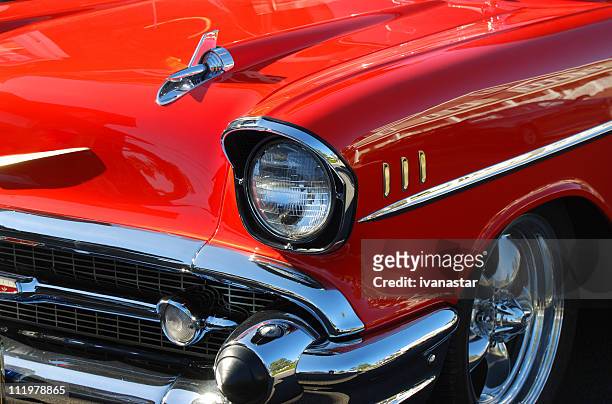 classic red car - polish car stock pictures, royalty-free photos & images