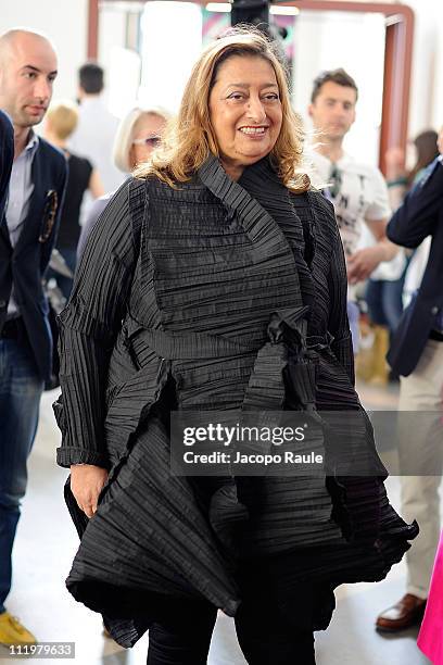 Zaha Hadid attends "Interni Mutant Architecture & Design" Press Preview during Milan Design Week 2011 at La Statale on April 11, 2011 in Milan, Italy.