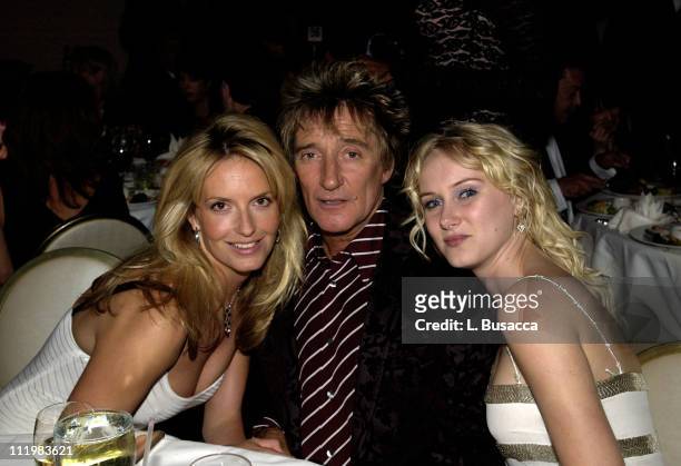 Penny Lancaster, Rod Stewart & Kimberly Stewart during The 44th Annual GRAMMY Awards - Clive Davis Pre-GRAMMY Party at Beverly Hills Hotel in Beverly...