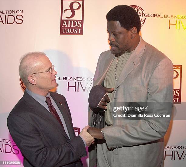 Bill Roedy and Patrick Ewing during 2002 Awards For Business Excellence at Chelsea Piers in New York City, New York, United States.