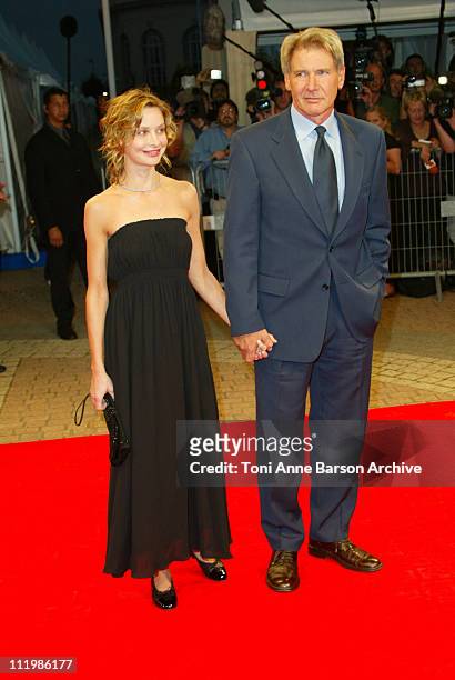 Calista Flockhart & Harrison Ford during Deauville 2002 - "K-19: The Widowmaker" Premiere at Festival du Cinema Americain at C.I.D Deauville in...