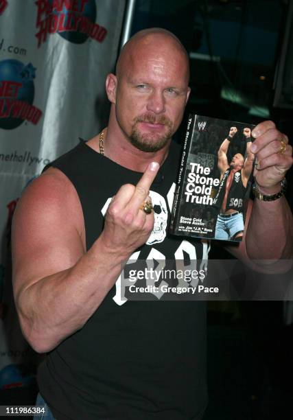 Stone Cold Steve Austin during Stone Cold Steve Austin signs copies of his new book " The Stone Cold Truth" at Planet Hollywood - Times Square in New...