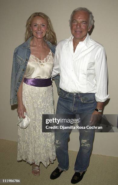 Ralph Lauren and wife during Mercedes-Benz Fashion Week Spring Collections 2003 - Ralph Lauren Show - Front Row at Cooper Hewitt Museum in New York...