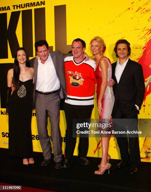 Julie Dreyfus, Michael Madsen, Quentin Tarantino, Uma Thurman and Lawrence Bender