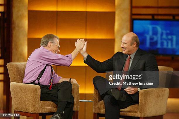 Oct. 1, 2002 -- Television veteran Larry King takes the interviewee chair as he is interviewed by talk show newcomer Dr. Phil McGraw. The DR. PHIL...