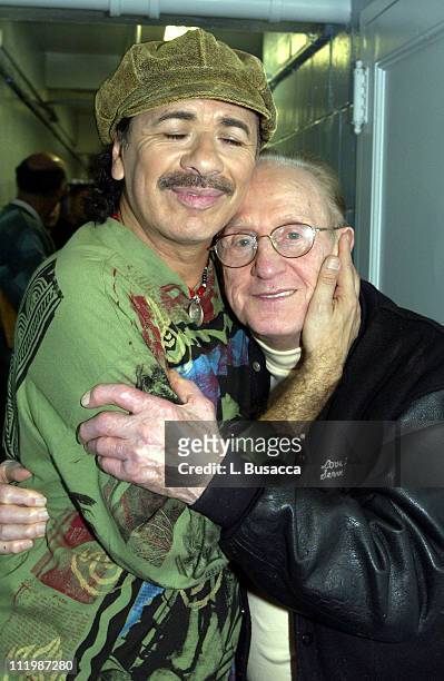 Carlos Santana and Les Paul during Carlos Santana and Friends Play A&E's "Live By Request" at Sony Studios in New York, NY, United States.