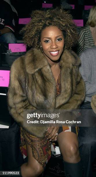 June Ambrose during Mercedes-Benz Fashion Week Fall 2003 Collections - Baby Phat - Front Row and Backstage at Bryant Park in New York City, New York,...