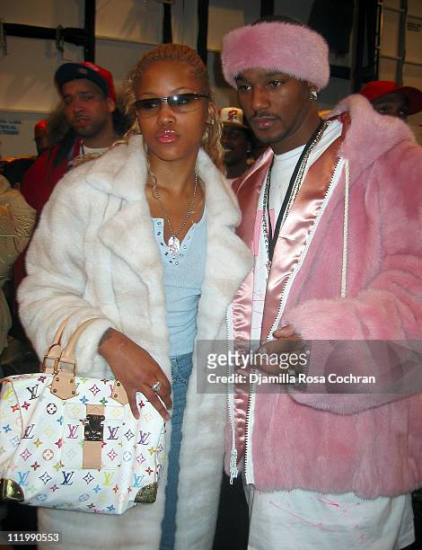 Eve and Cam'ron during Mercedes-Benz Fashion Week Fall 2003 Collections - Baby Phat - Front Row and Backstage at Bryant Park in New York City, New...