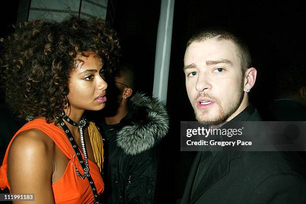 Shakara Ledard and Justin Timberlake during 2003 Clive Davis Pre-GRAMMY Party at The Regent Wall Street in New York, NY, United States.